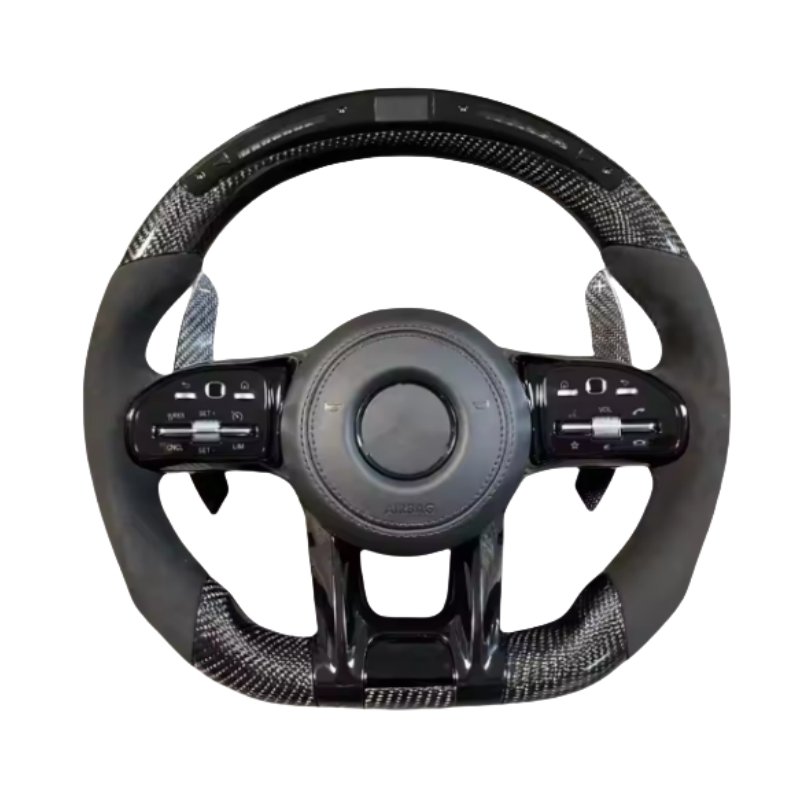 Modified LED Carbon Fiber Steering Wheel for Benzs Slc-class Slc200 Slc260 Slc300 AMG GT With Perforated Leather Steering Wheel